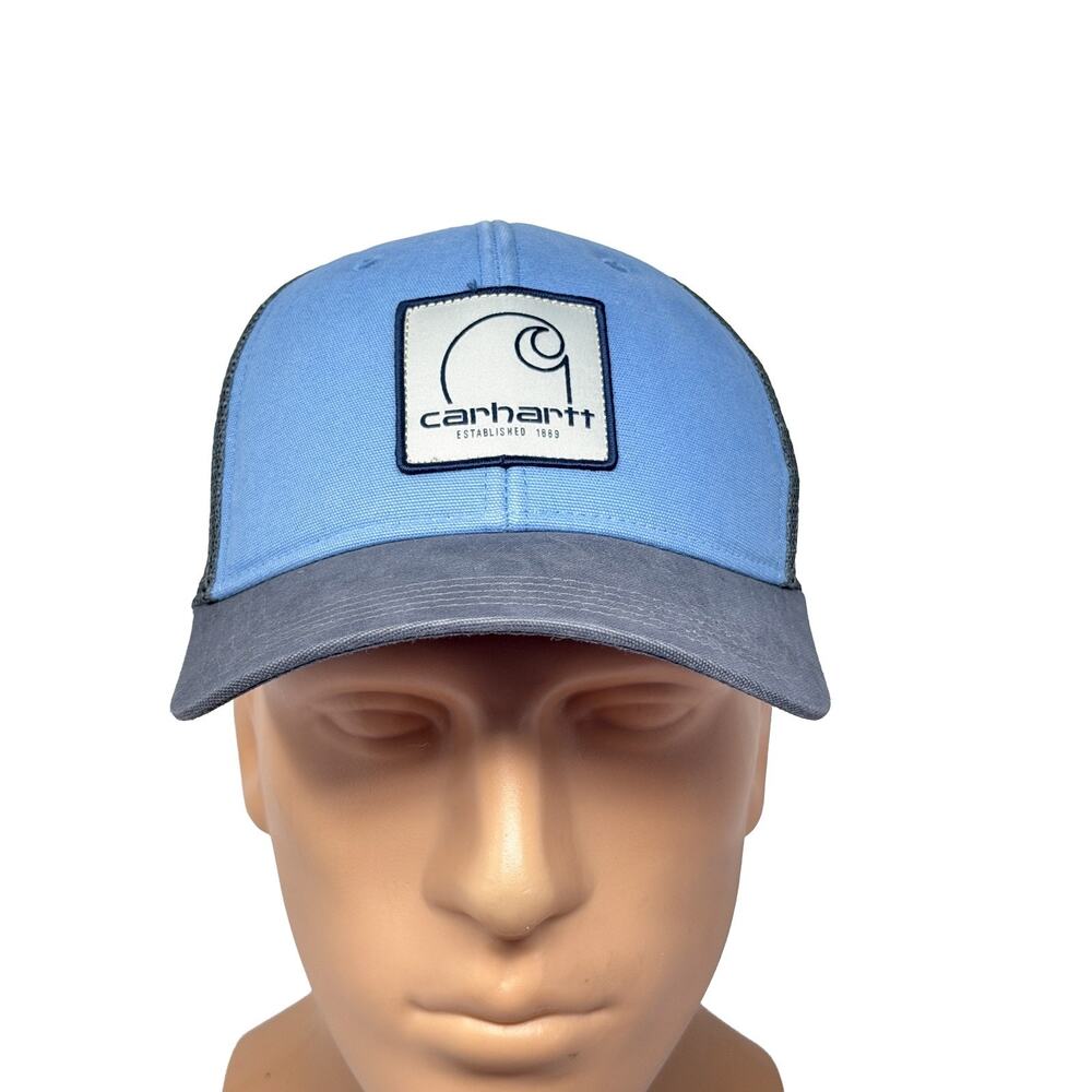 New Carhartt Canvas Mesh-Back C Patch Hat Men's Skystone Blue Grey Trucker Cap